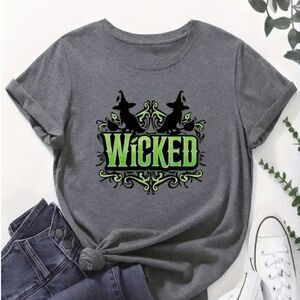 Wicked Gray Short Sleeve T Shirt Women's Glinda Witch Wizard of Oz Movie Trendy